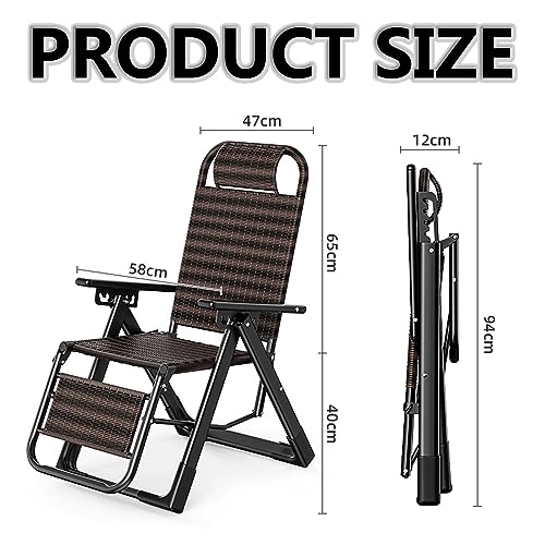 Outdoor Rotan Zero Gravity Chair, draagbare Patio Lounge Chair, Chaise Lounge meubels, extra grote campingstoelen, verstelbare verstelbare rugleuning, for terras, tuin, zwembad, strand. - Afbeelding 4
