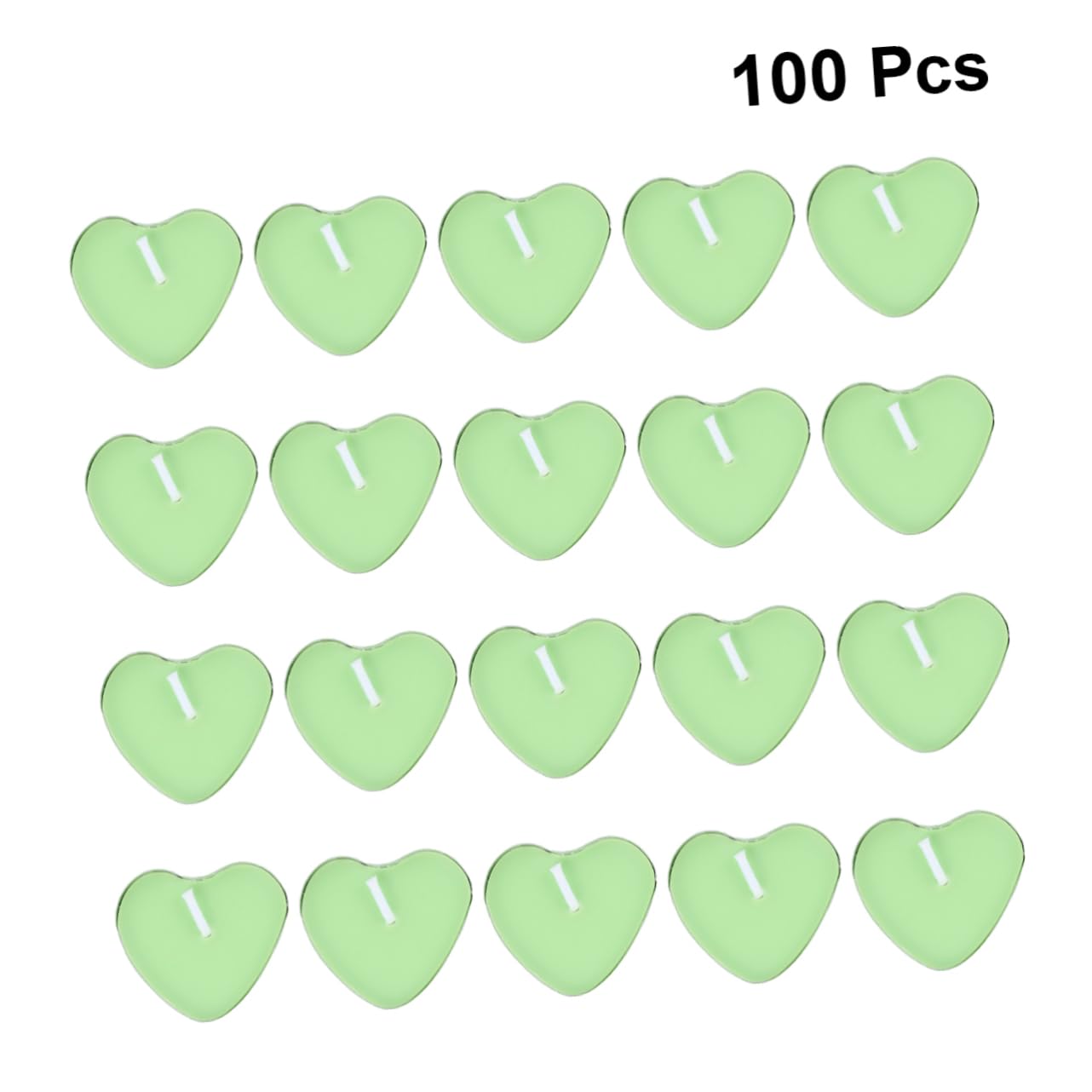 100 Pezzi Candele a Forma di Cuore Verdi senza Fumo senza Odore in Paraffina per Decorazione Romantica Matrimonio e Festa