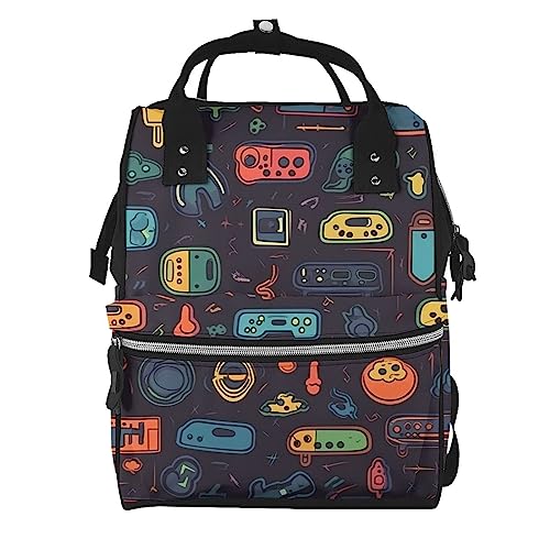 Sac à dos à langer de grande capacité motif jeux vidéo pour fille et garçon