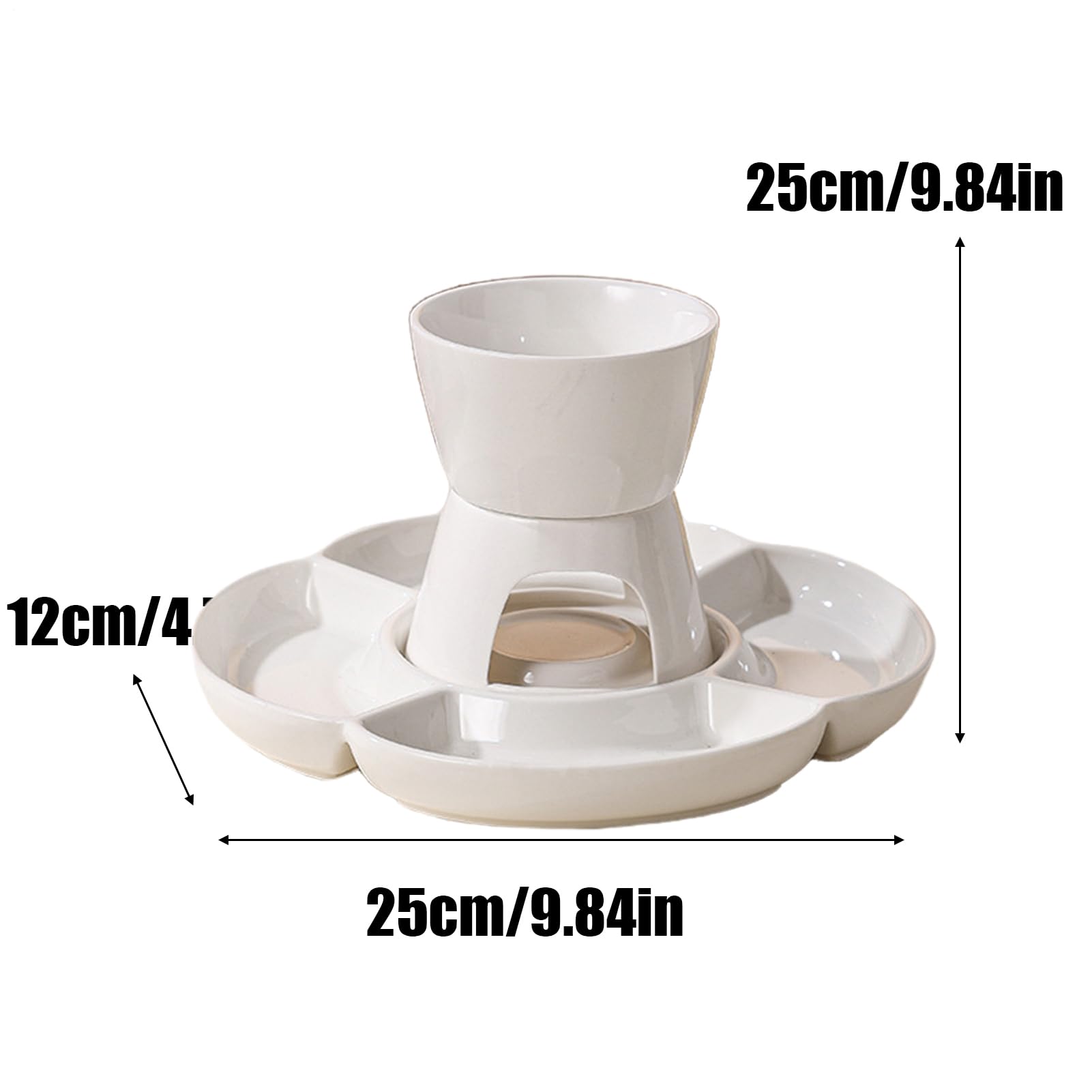 Set de Fondue de Chocolate Cerámica, con vela, Tenedor, Bandeja | Kit Fundidor Chocolate Para Snacks De Frutas, Bocaditos, Noche De Juegos Y Cine, Navidad, San Valentín, Cumpleaños,