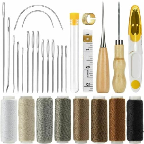 Ensemble outils processus couture tissu cuir 29 pièces avec kit fil aiguille cône