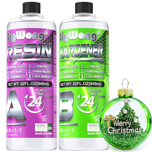 Epoxy Resin - 64OZ Newly Formulated Crystal Clear Coating Kit, No Yellowing No Bubble Easy Mix 1:1 Ratio, 2 Part Casting Resin for Art, Craft, Jewelry Making, River Tables