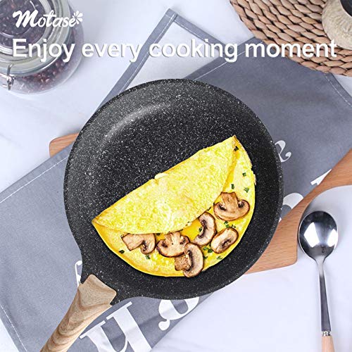 Motase Nonstick Frying Pan Skillets 3-Piece Set 8/9.5/11 Inch, Granite Coating Omelette Pan, 100% Pfoa Free Cookware Pan, Non Stick Stone Frying Pan Skillets Set #TOP5