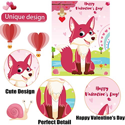 Image of Joy Bang Valentines Games for Kids, Pin The Heart on The Fox Valentines Activities Crafts Party Favors Supplies for Kids Classroom School Gifts