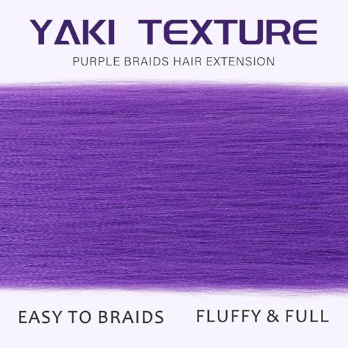 Purple Hair Extensions,Purple Braiding Hair, Pre-Stretched Synthetic Braiding Hairs, Anime Cosplay Wig,Halloween Braid Wig Cosplay Props (2PCS) - Image 6