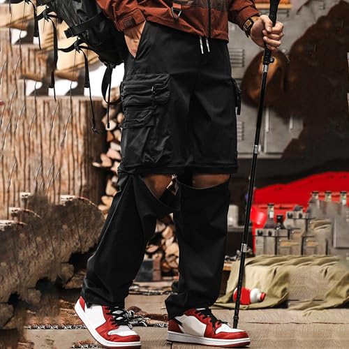 XYXIONGMAO Men's Convertible Cargo Pants Zip-Off Shorts Techwear 2-in-1 Quick Dry Lightweight Multi-Pocket Hiking Pants3
