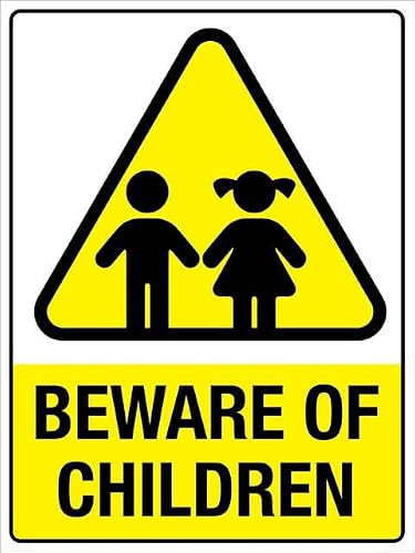 Xewazd A596 8"X12" Retro Aluminum Sign - Beware Of Children | Vintage Style Wall Decor