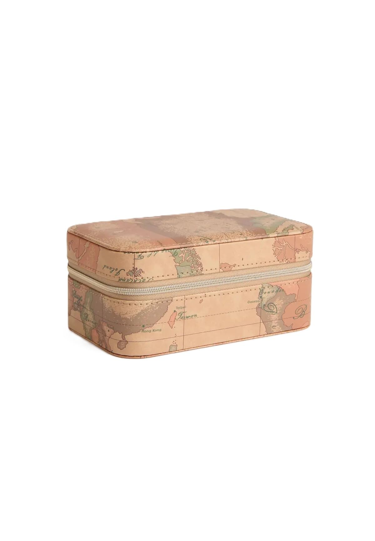 Alviero Martini 1A Classe Portagioie Geo Classic, Custodia per Gioielli con Zip, 15,5 x 9,5 x 7 cm, Naturale