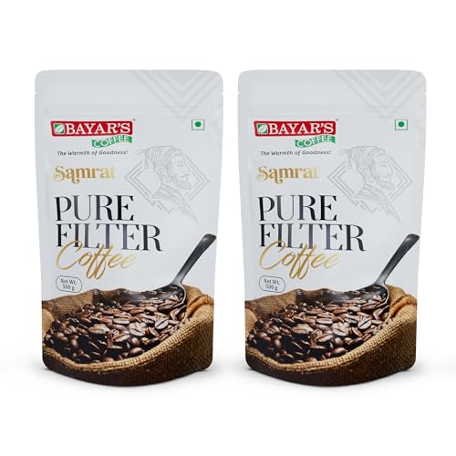 Image of Bayar's Coffee Samrat Filter Coffee Beans 500g | Authentic South Indian Blend with 100% Coffee Without Chicory | Freshly Roasted for Rich Aroma & Taste - Pack of 2