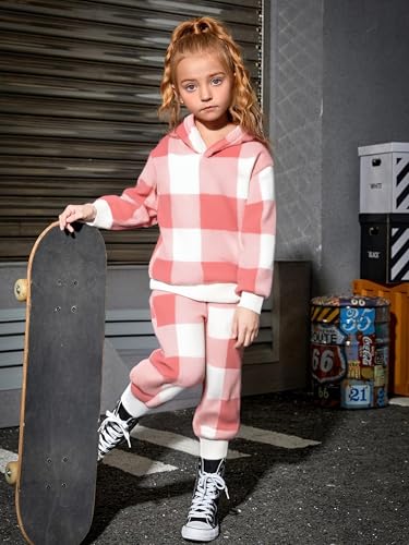 Toddler Baby Girl Clothes Outfits Winter Long Sleeve Waffle Plaid Thicken Sweatshirts Pants Cute Girl Warm Outfits Set2