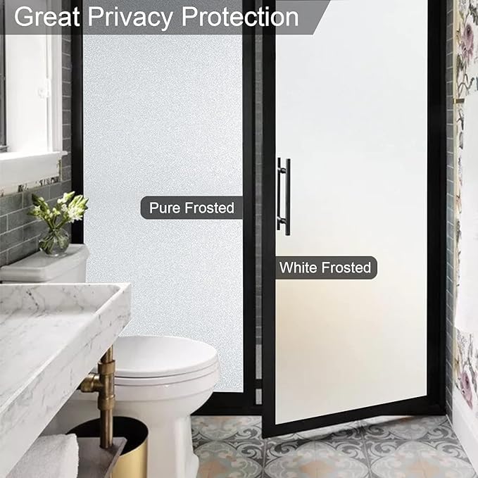 Image of SIA VENDORS Window Privacy Decorative Stained Glass Window Decal Tint Film, Adhesive Static Cling Sun Blocking Window Stickers, Door Window Covering for Home (12IN' x 10FT', Crystel Frost)