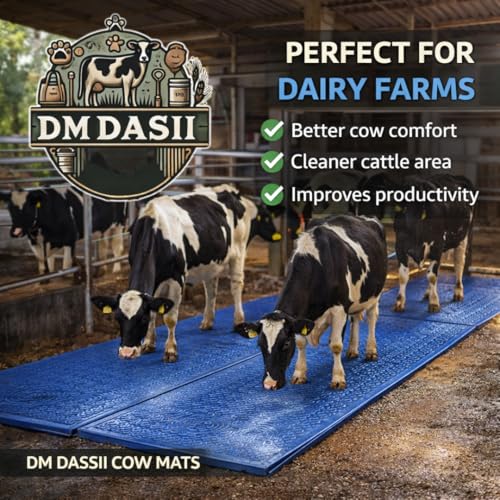 Image of DM DASII EVA Cow Mat for Dairy Farm | Anti-Slip Cattle Shed Flooring Mat for Cow & Buffalo | Heavy Duty Waterproof Livestock Mat | Comfortable, Shock Absorbent & Easy to Clean (Deluxe, Blue)