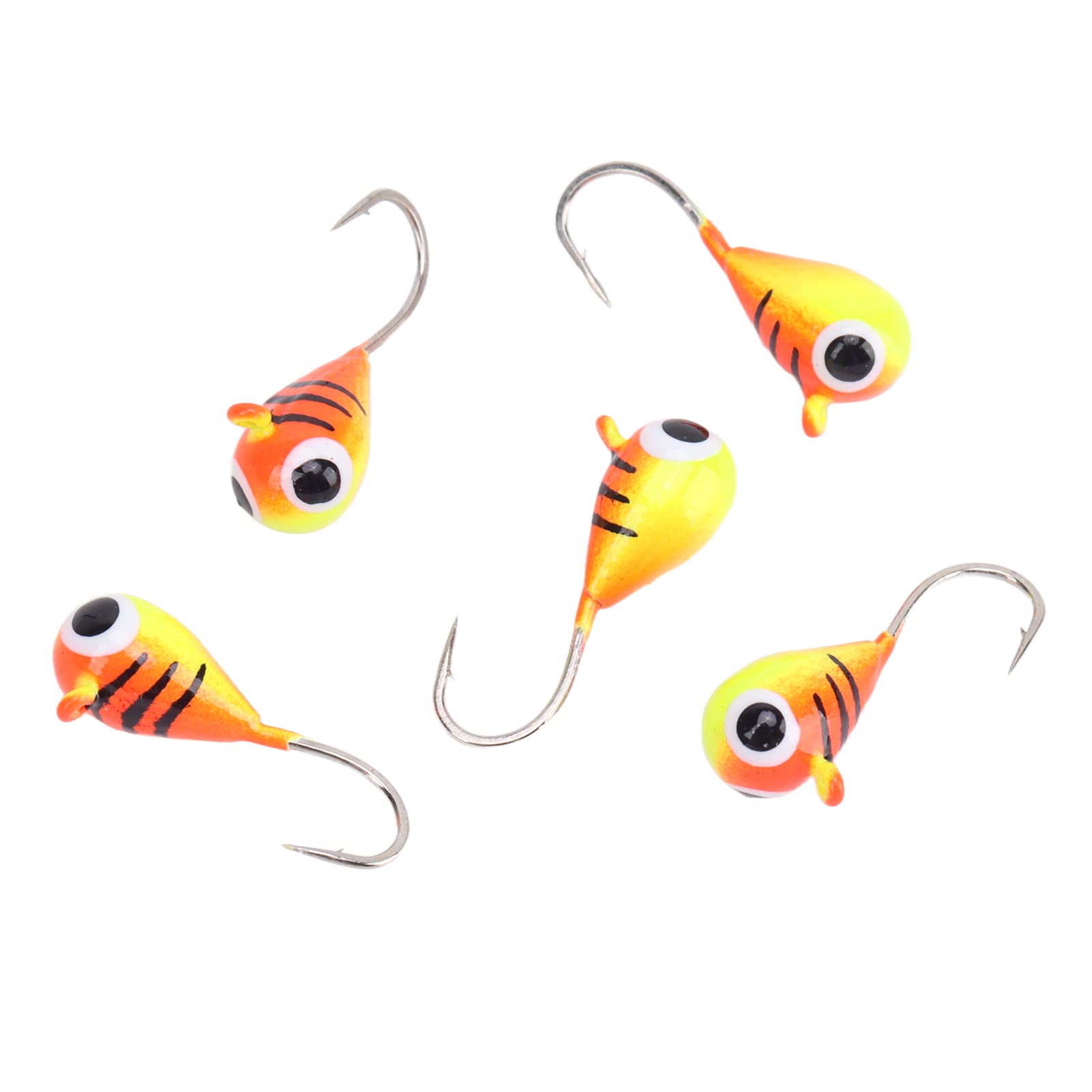 Muiltvoe 5pcs Ice Fishing Jigs, High Carbon Steel Fishing Hooks with Barbs for Walleye Bass Trout Crab Carp, Portable Lures for Freshwater Saltwater