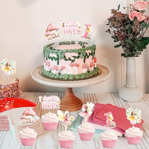 Decoración para cupcakes de primer cumpleaños que soluciona la mesa dulce temáticas de hadas 6