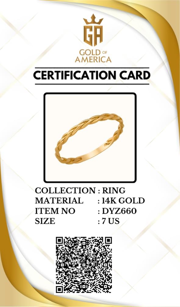 14K Real Solid Gold Ring for Women, Braided Band, Minimalist Stackable Band for Women, Thickness 1.65 mm - Image 2