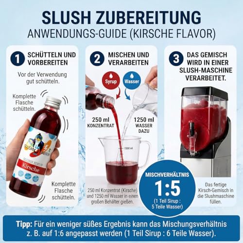 Foto von Sirup Partyset 6 x 250ml für Slush, Getränke Hergestellt ohne AZO und Glycerin | Slushy selber machen | Slushmaschine Aroma Konzentrat 1:5, Perfekt für Ninja Slushy Maschine