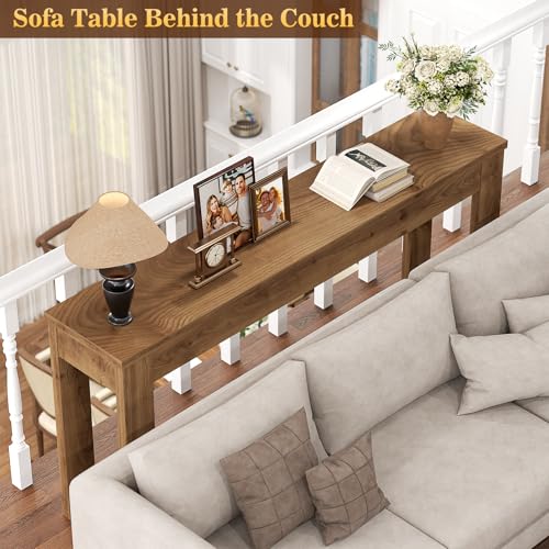 Image of Armocity Console Table, 47 inch Farmhouse Wood Entryway Table, Sofa Tables Narrow Long Behind Couch, Entry Table for Entrance, Hallway, Living Room, Brown Oak