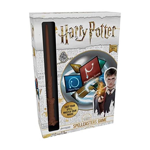 Harry Potter Spellcasters-A Charade Game with A Magical Spin - Cast Your Spell and Master Your Magic - Includes Spellcaster Wand (Replica of Harry Potter's Wand), 32 Spell and 32 Spellcaster Cards