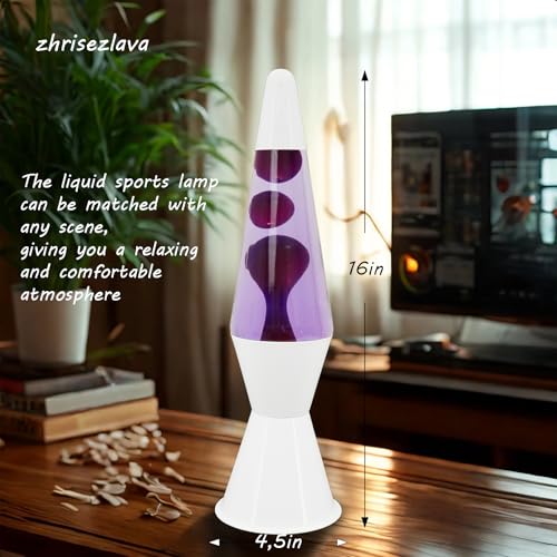 Image of 16 Inch Liquid Lamp, Purple Liquid Purple Wax Motionin Liquid Motion Light, Night Light Home Decor for Meditation, Amazing Gifts for Adults & Kids, White Base.（SLB）