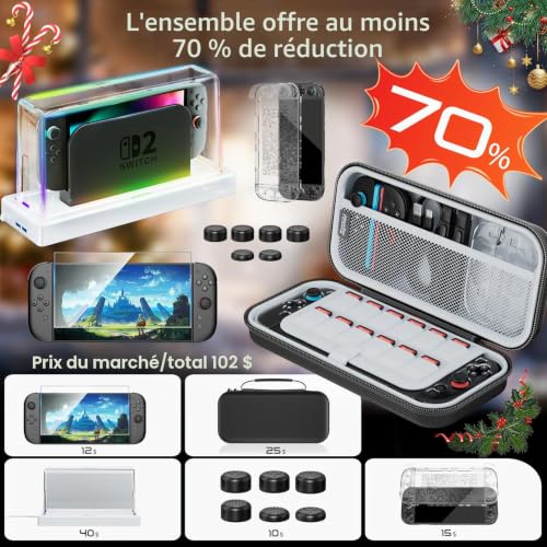 HEYSTOP Pochette de Protection Switch 2 pour Accessoires Nintendo Switch 2 avec Étui de Transport Switch 2, Coque de Protection Switch 2, Dock Anti-Poussière Protecteur D'écran pour Nintendo Switch 2 – vue 2