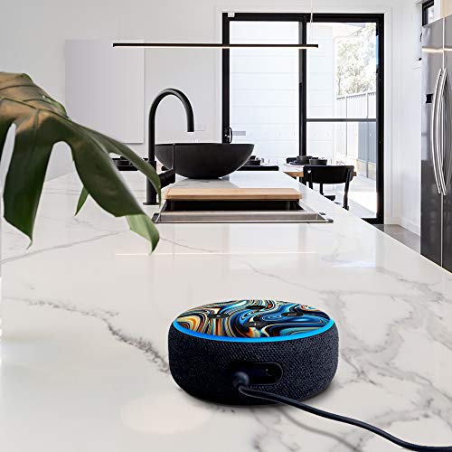 Image of Blue Oragne Psychadelic Oil Slick - Vinyl Sticker Compatible with Amazon Echo Dot 3rd Generation Alexa - Decoration for Your Smart Home Speakers, Great Gift for Mom, Dad, Birthday