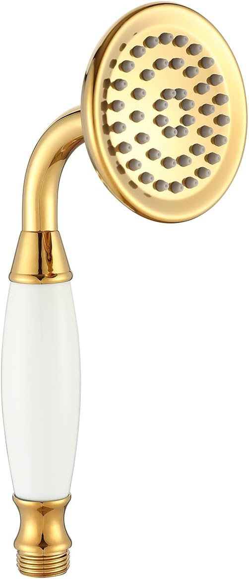Ownace3 Inch Traditional Gold Brass Ceramics Telephone Hand Held Shower Head Victorian Shower Head for Bathroom Taps