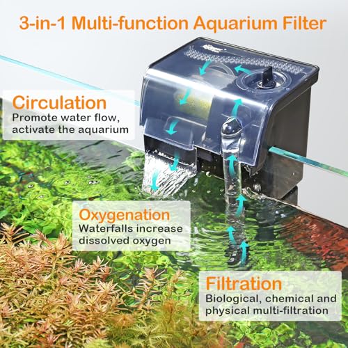Hygger HUS-HG137-5W Hang On Back Aquarium Filter 10-30 Gallon Power Quiet Fish Tank Filter Multi-Stage Filtration Adjustable Waterfall Hob Filter thumb #4