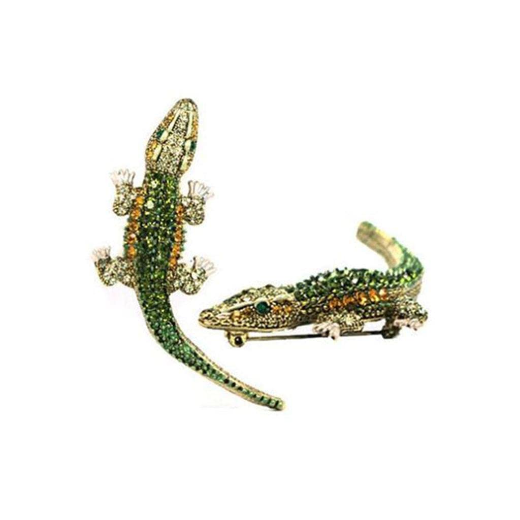 Ubervia® Men Gothic Punk Alligator Crocodile Crystal Rhinestone Brooch Pin Jewelry-image-28
