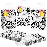 Kolldenn 24 Pcs Teacher Gift Bags Composition Paper Bags with Handles Notebook Line Teacher Appreciation Gifts Treat Bag for Kindergarten Preschool Welcome Back Party Favors Wrapping (Composition)