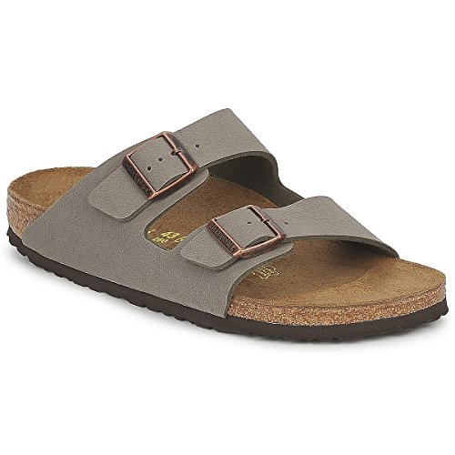 Birkenstock Arizona - Sandal for Women and Men with Double Band, Beige Grey Nubuk Stone, 11.5
