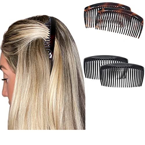 Camila Paris Hair Side Comb 2 Colors 4" Large French Twist Hair Combs Clips