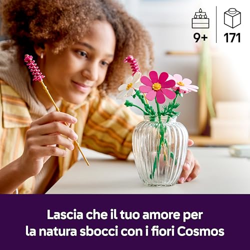 Botanicals Fiori di Cosmos - Bouquet di Fiori Finti con 3 Cosmos Artificiali e 2 Steli di Penniseto - Decorazione da Camera da Letto - Regalo di Compleanno per Bambine e Bambini da 9 Anni 11514 - Lego - Immagine 1