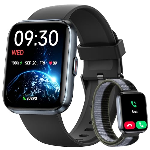 Image of Woneligo Smart Watch for Women, Answer /Make Calls, Alexa Built-in, 1.85 inch Touch Screen Fitness Tracker for Android & iPhone, Heart Rate /Sleep /SpO2 Monitor Smartwatch, Waterproof (Black)
