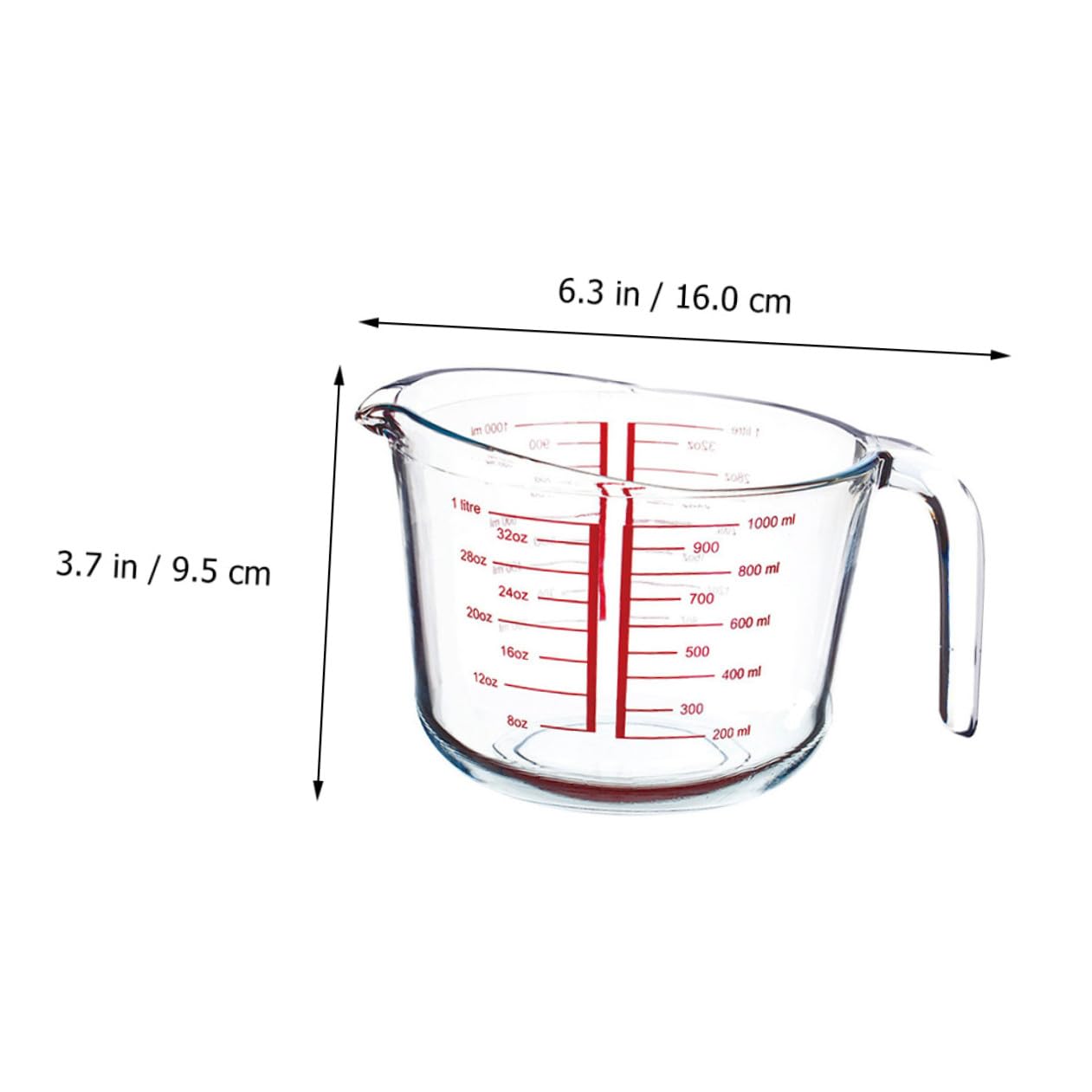 POPETPOP Tasse à Mesurer Graduation Précise Facile à Nettoyer en Verre Trempé Ronde 1pc Cuisine Boulangerie pour Usage Domestique