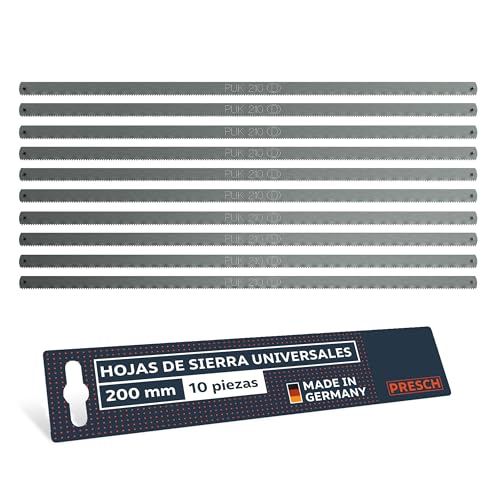 Presch Hojas de sierra universales 200mm - 10 pzs. para un rendimiento duradero - Ideal para diferentes materiales - Rendimiento de serrado preciso - Adecuado para sierra de metal Presch 200mm