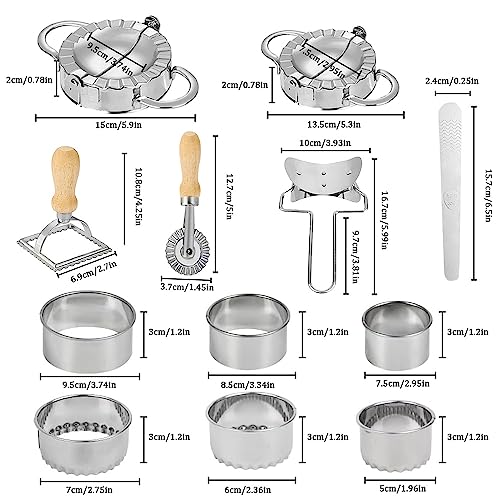 Foto von SCHYIDA 12 Stück Dumpling Maker Set Ravioli Former Edelstahl Ravioli Maker Maultaschen Former Empanadas Maker Pierogi Former Ravioli Ausstecher Edelstahl Dumpling Mould/Ausstecher/Rollen für Küche