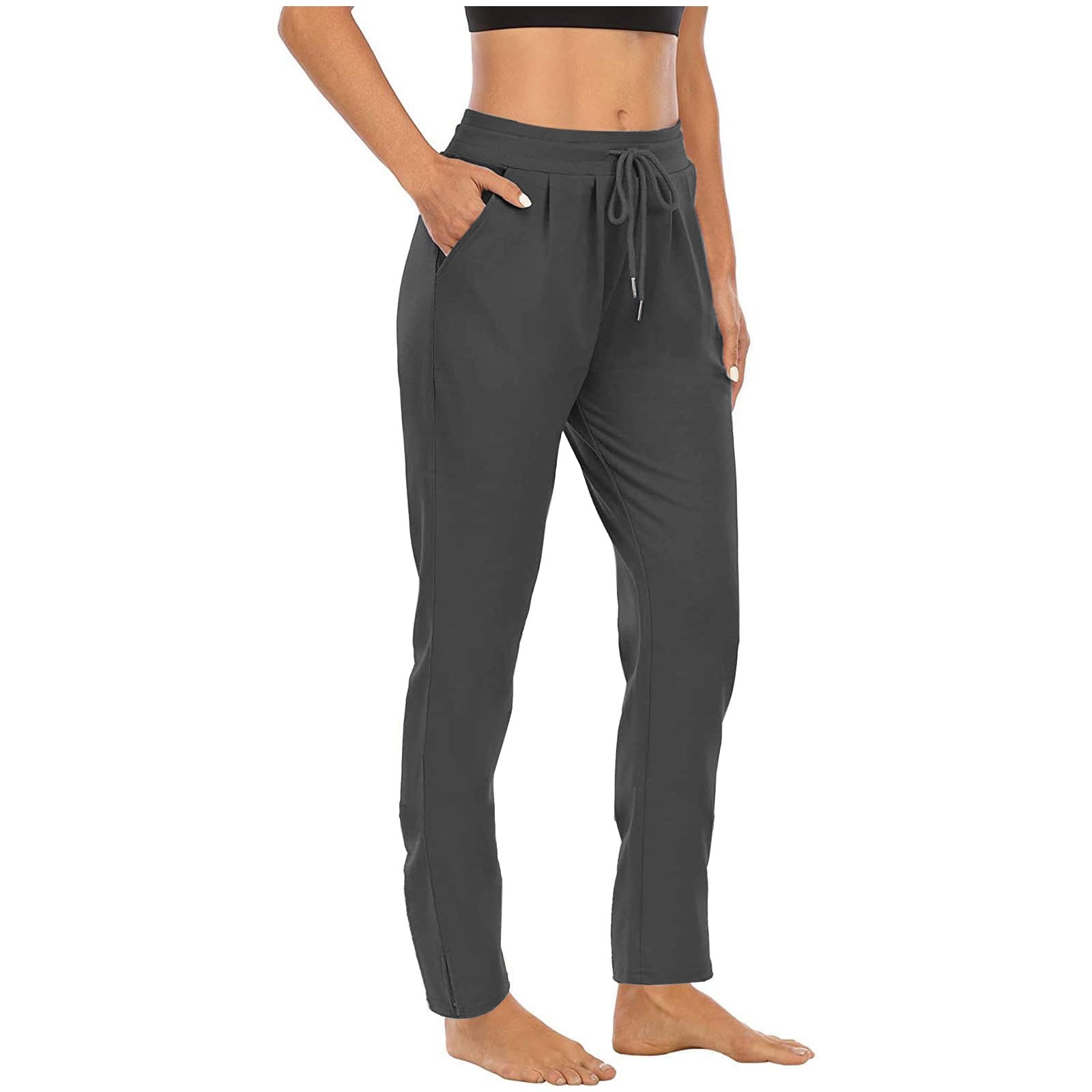 Lounge Pants for Women High Waist Straight Leg Yoga Joggers Lightweight Casual Athletic Workout Trousers with Pockets — view 14