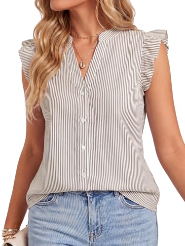 Image of Vrtige Women's Dressy Striped V Neck Blouse