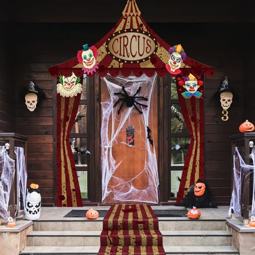 Image of Fanfanwin 4 Pcs Circus Tent Decorations Carnival Halloween Party, Clown