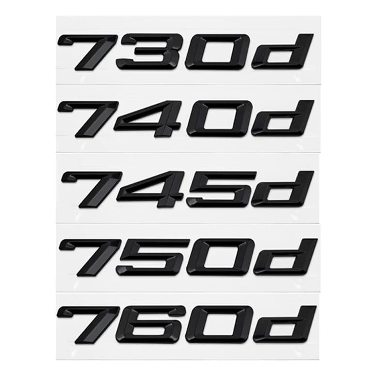 Emblema maletero BMW Serie 7 solucione letras desgastadas pegatina 3D ABS negra F02