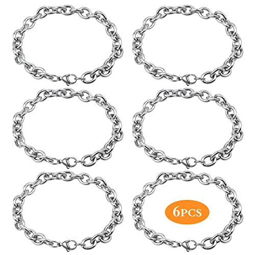 6 Pieces Bracelet Chains with Lobster Claw Clasps Stainless Steel Bracelet Extender Chains Crafts Supplies for DIY Bracelet Anklet Necklace Jewelry Making, 19 cm Long