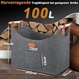 Ezilif Kosz na drewno kominkowe z podwójnym wzmocnieniem nitów, 60 l/100 l, szary, 60 x 40 x 40 cm (100 l))