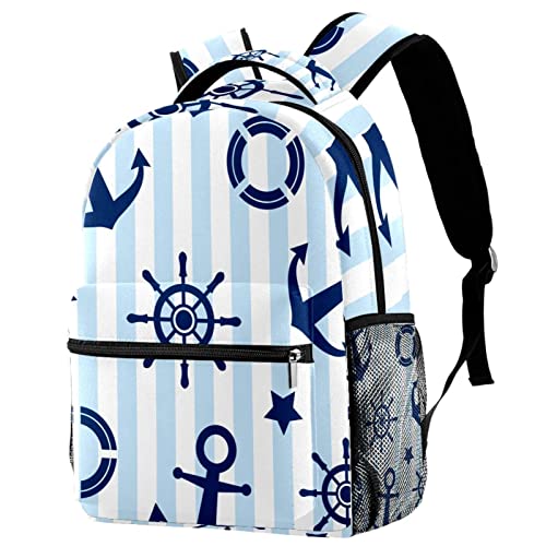 Sac à dos bleu motif ancre Leisure Campus avec porte-bouteille