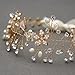 SWEETV Bridal Headband Wedding Headpiece for Bride Hair Accessories for Wedding Hair Pieces Crystal Pearl Hair Vine Gold