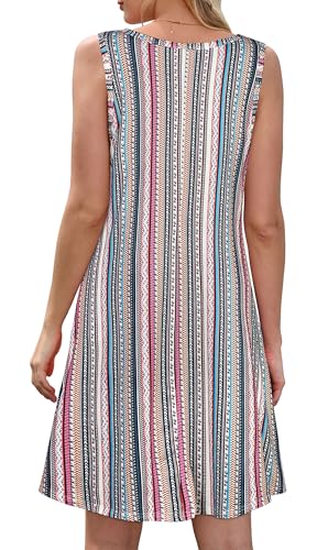 Image of Summer Dresses for Women Beach Boho Sleeveless Vintage Floral Flowy Pocket Tshirt Tank Sundresses 2026
