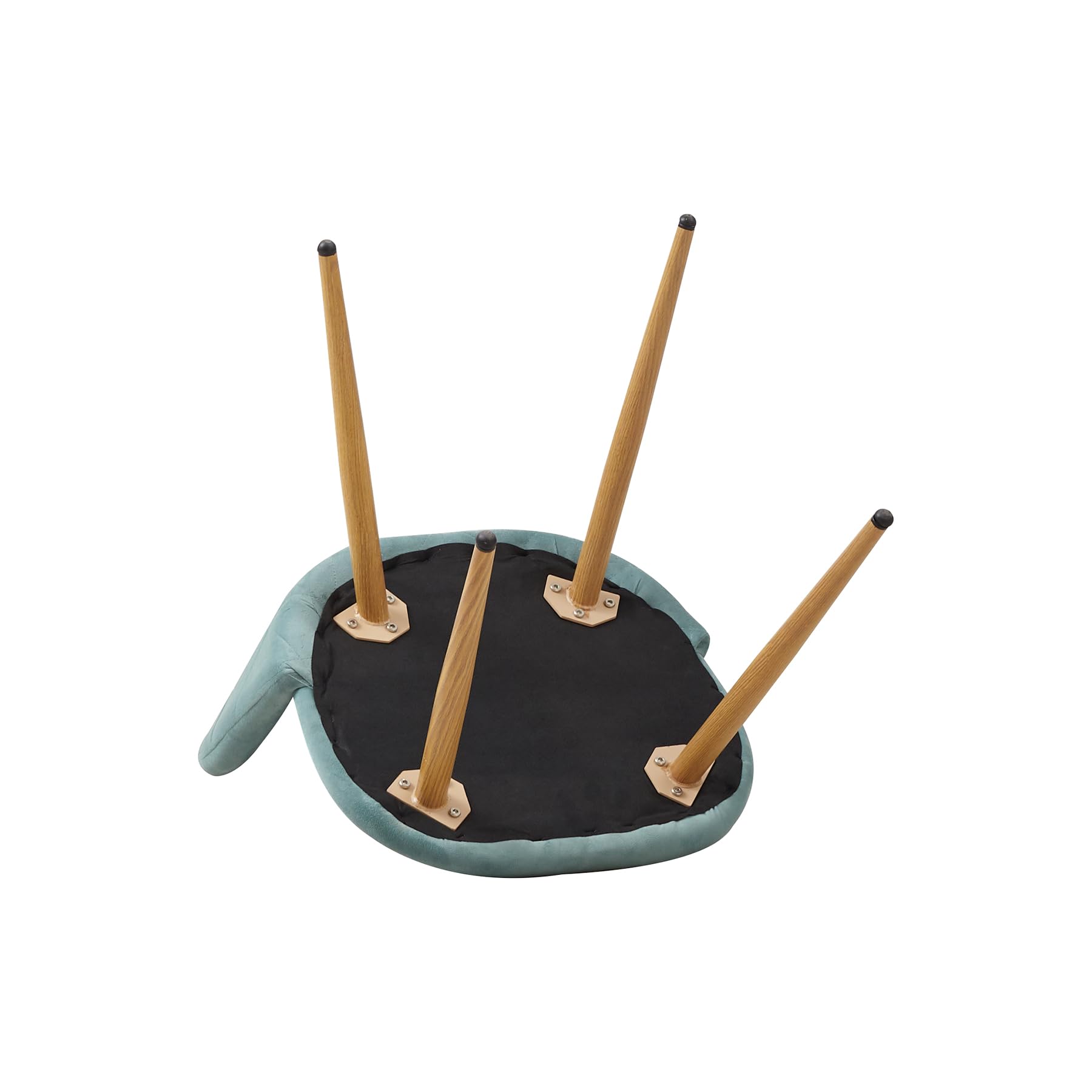 Juego de 4 Sillas de Comedor Tapizadas con Respaldo de Asiento de Terciopelo Suave y Patas de Metal Ajustables de Madera (Verde+Rosa)