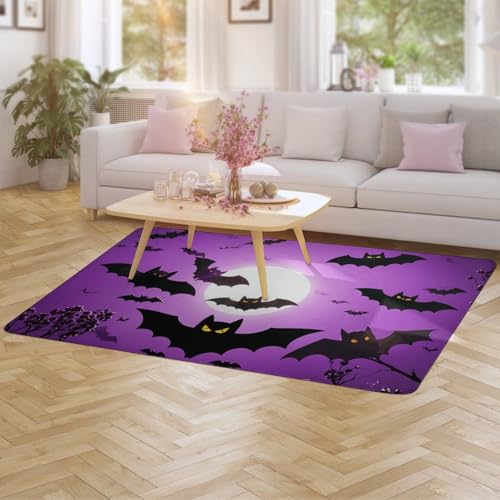 Tapis de bain super absorbant violet motif chauve-souris pour douche et baignoire - 6