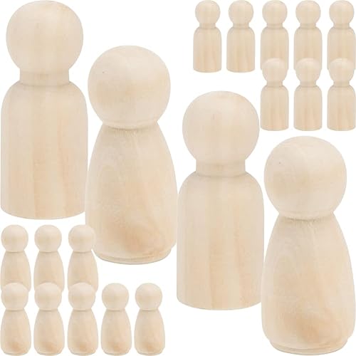 48 marionetas masculinas y femeninas adornos de madera DIY muñecas de madera sin pintar, adornos de escritorio de bricolaje, miniaturas de madera