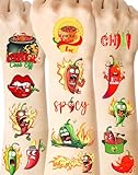 184 Pieces Chili Cook Off Contest Temporary Tattoos Stickers,20 Sheets Chili Themed Tattoos Stickers Party favors for Chili Cook Off Contest Tasting Competition Party Decoration Supplies