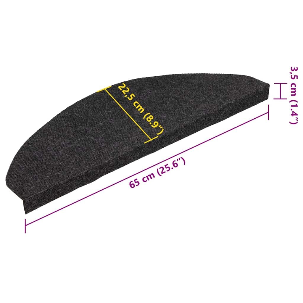 Alfombrillas autoadhesivas de fieltro punzonado, color negro, 15 unidades, 65 x 22,5 x 3,5 cm, antideslizantes, para peldaños de madera, amortiguan el sonido y protegen las escaleras, agarre